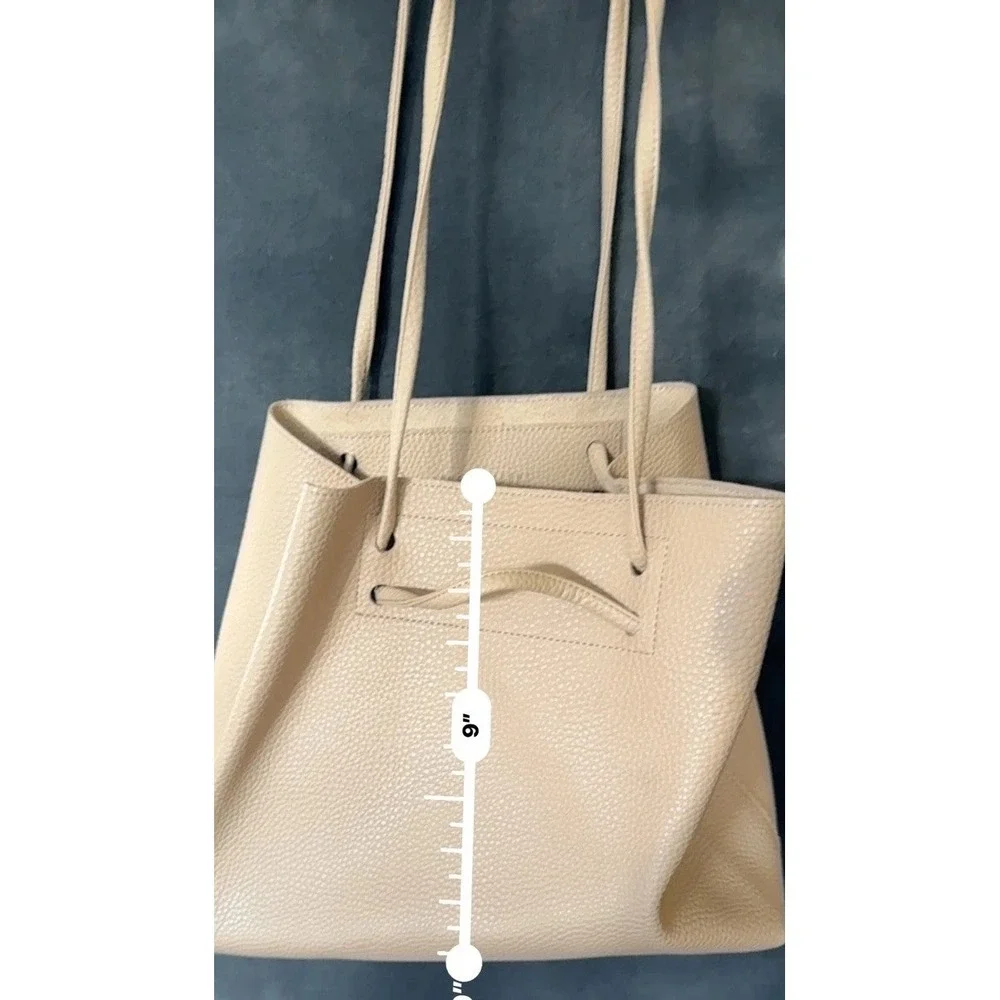 8 Other Reasons Pebbled Leather Shoulder Bag Beige Tan Minimalist Hobo Tote